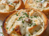 Chicken Alfredo Garlic Bread Bowls
