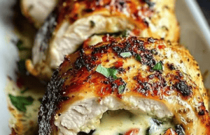 Roasted Red Pepper Spinach Stuffed Chicken