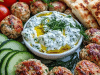 Feta-Stuffed Greek Chicken Meatballs with Roasted Garlic Tzatziki 🧆🧄🇬🇷