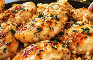 Chicken with Garlic Parmesan Rice