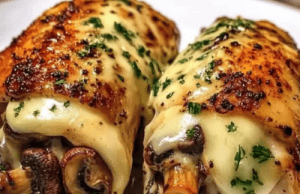 Cheesy Garlic Butter Mushroom Stuffed Chicken 🍽️🌿