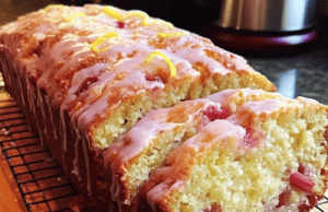 Lemon Rhubarb Loaf with Glaze