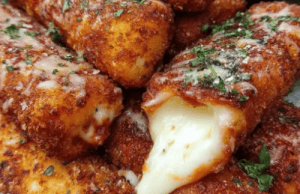 Crispy Mozzarella Sticks with Marinara & Creamy Garlic Dip — Melty, Crunchy, Totally Addictive!