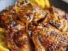 Crispy Honey Garlic Chicken Thighs with Lemon Glaze