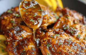 Crispy Honey Garlic Chicken Thighs with Lemon Glaze