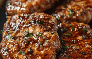 Pork Chops with a Crunchy Honey Garlic Sauce