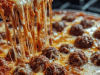 Deep Dish Pizza with Cheese and Meatballs