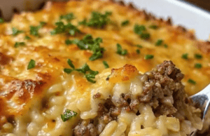 Cheesy Ground Beef Rice Casserole