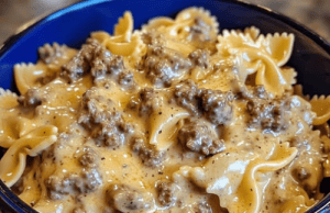 Creamy Parmesan Garlic Beef Bowtie Pasta