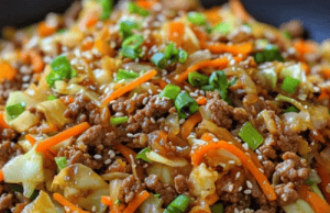 Healthy Chinese Ground Beef & Cabbage Stir Fry