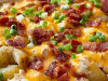 Loaded Baked Potato and Chicken Casserole – Creamy, Cheesy Comfort in One Dish