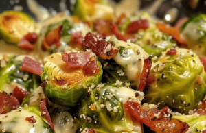 Creamy Garlic Parmesan Brussels Sprouts with Bacon – Rich, Savory & Totally Irresistible