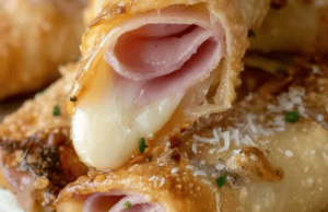 Baked Ham & Cheese Mozzarella Sticks