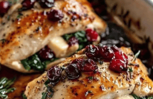 Cranberry & Spinach Stuffed Chicken Breasts with Brie β Elegant, Creamy & Bursting with Flavor
