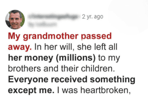 Grandmother Excludes Youngest Grandson From Will – Only to Leave Him the Greatest Gift of All