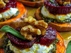 Burrata & Beet Sweet Potato Stacks